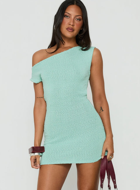 Coreina One Shoulder Mini Dress Aqua