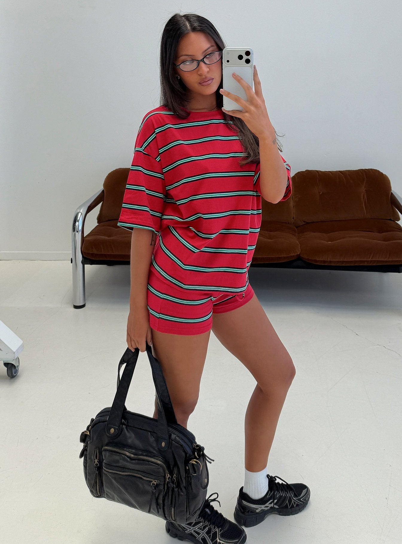 Settle Down Short Sleeve Top Red Stripe