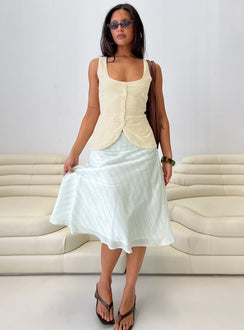   front view of model wearing Princess Polly Alunara Midi Skirt Aqua Stripe Midi Skirts 