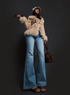 Alyss Ultra Low Rise Flared Jeans Light Vintage Blue