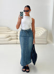 product Brandee Tie Front Denim Maxi Skirt Mid Blue Princess Polly  Maxi 