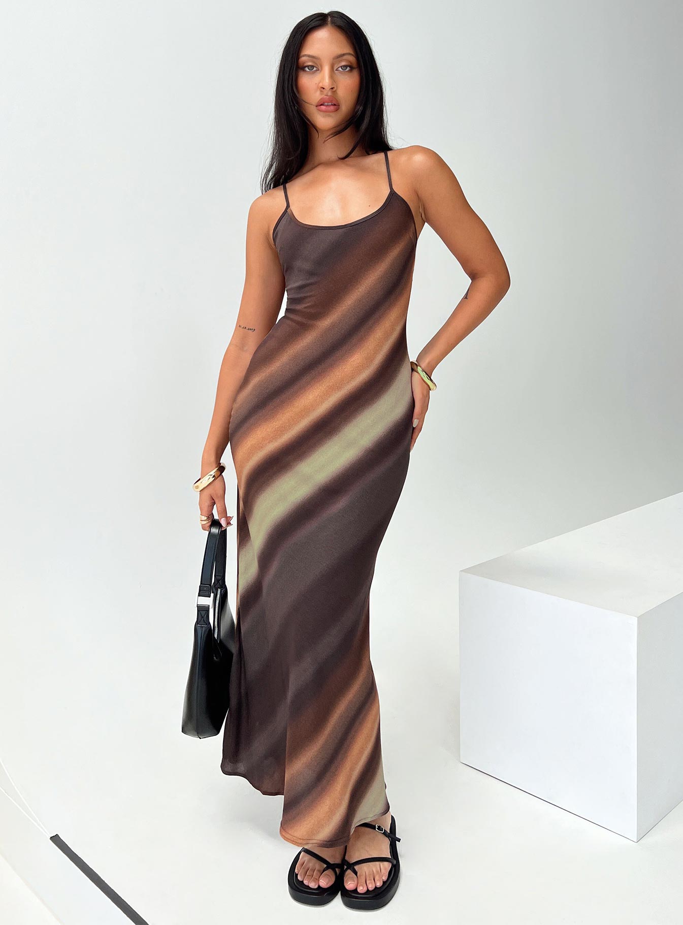 Otillie maxi dress brown multi petite