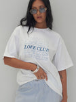 front view of model wearing Princess Polly Loveable Tee White Half Sleeves Crew Neck 