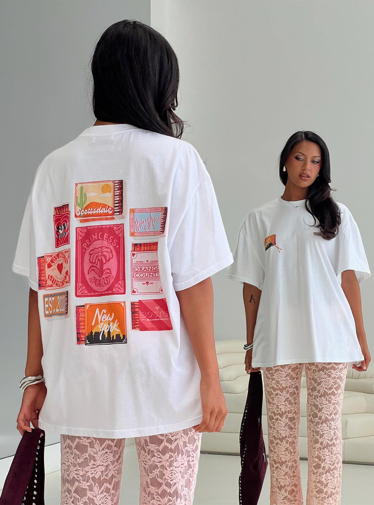 Matchbox Collection Graphic Top White / Multi | Princess Polly