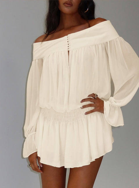 Annikah Off Shoulder Romper Cream