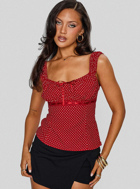 Garconne Top Red Polka