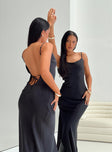 Princess Polly Asymmetric Neckline  Damelio Low Back Maxi Dress Black