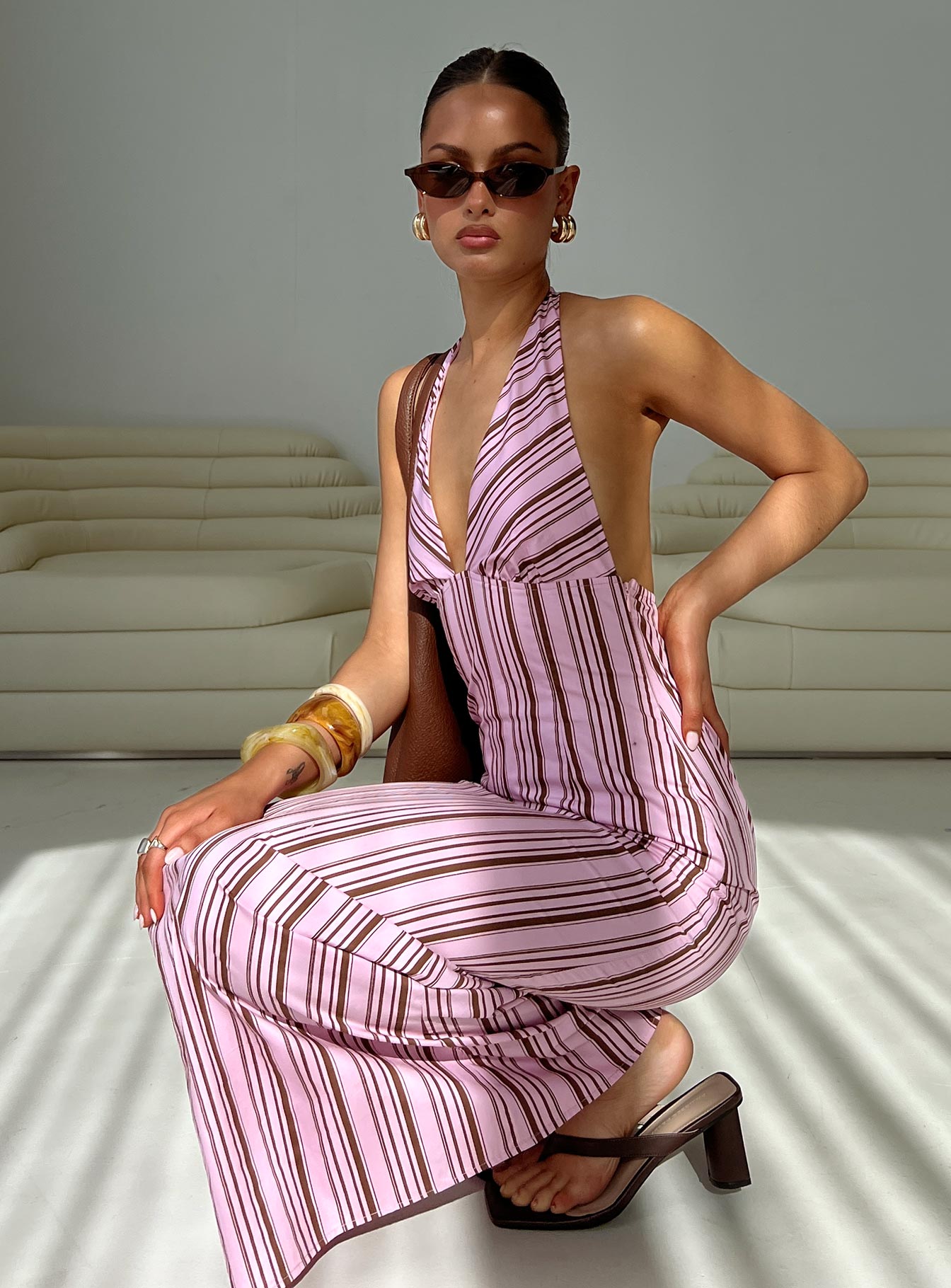 Avrie Halter Maxi Dress Pink Stripe | Princess Polly Avrie Halter Maxi Dress Pink Stripe | Princess Polly