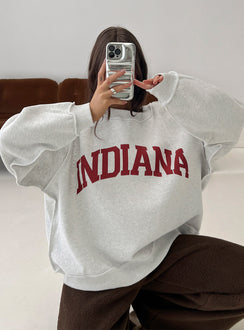 side view of model wearing Princess Polly When In Indiana Mock Neck Jumper Grey 