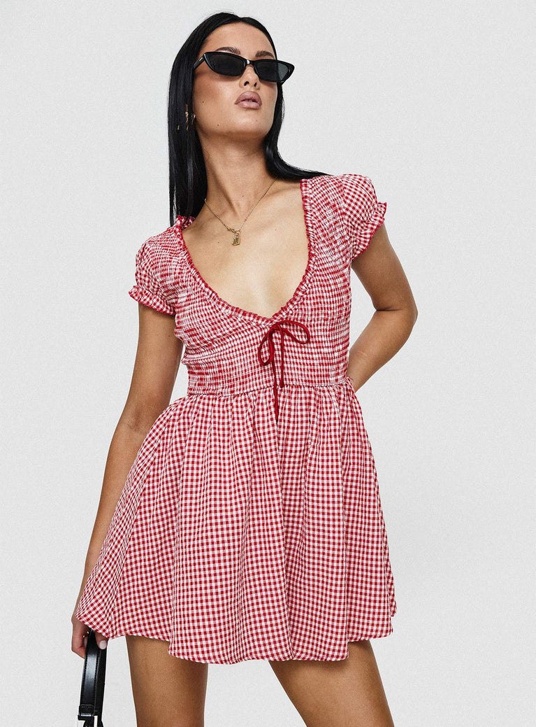 Wescott Gingham Playsuit Red / White