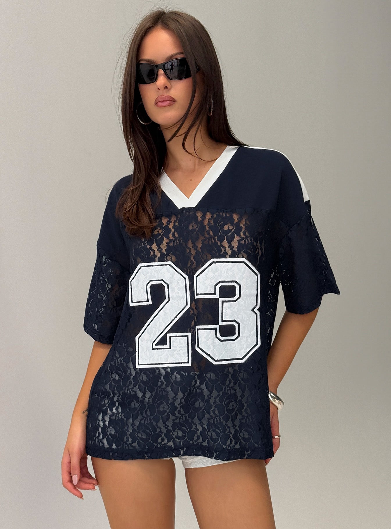 ★Gypsohila 新品未使用★Puli Tops ネイビー Lucky 23 Lace Jersey Graphic Top Navy | Princess Polly