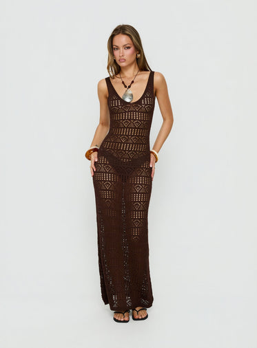 crochet dress princess polly Nalanie Halter Crochet Maxi Dress Pink