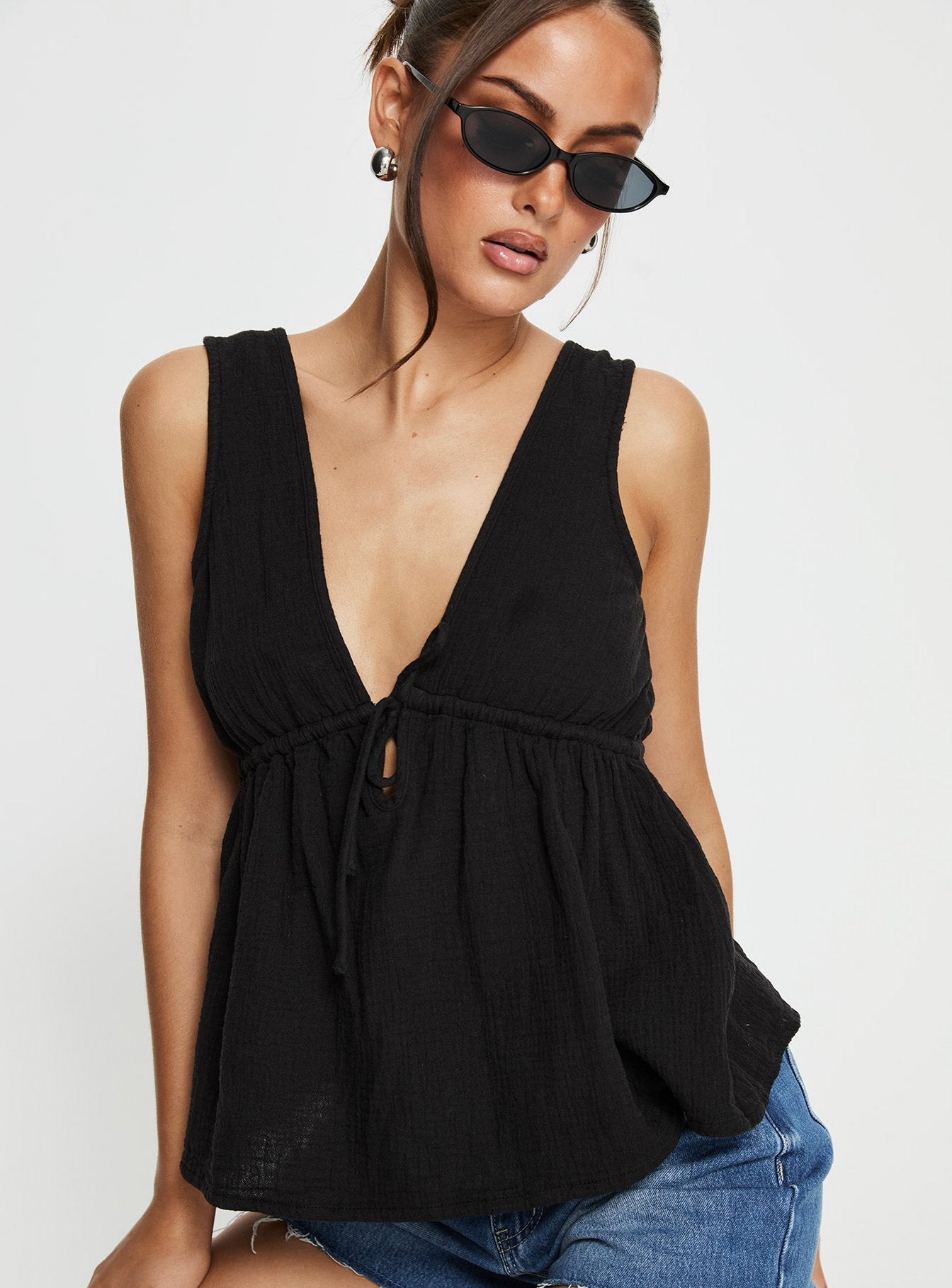 Dianna Babydoll Cami Top Black | Princess Polly