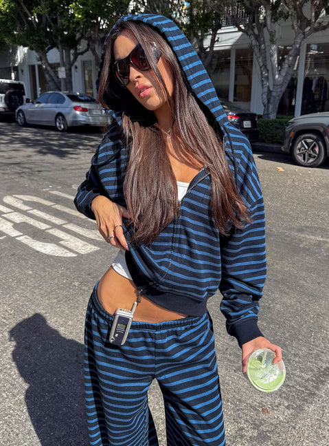 Delaeni Zip Through Hoodie Blue Stripe