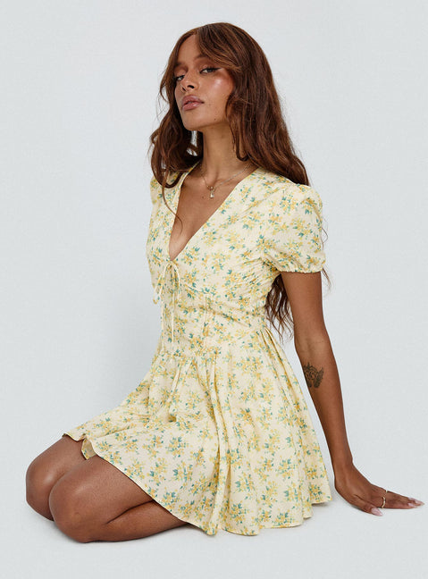 Human Nurture Mini Dress Yellow Floral Human Nurture Mini Dress Yellow Floral