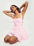 Mini dress Square neckline, elasticated shoulder straps, ruched bust, boning through waist, invisible zip fastening at back