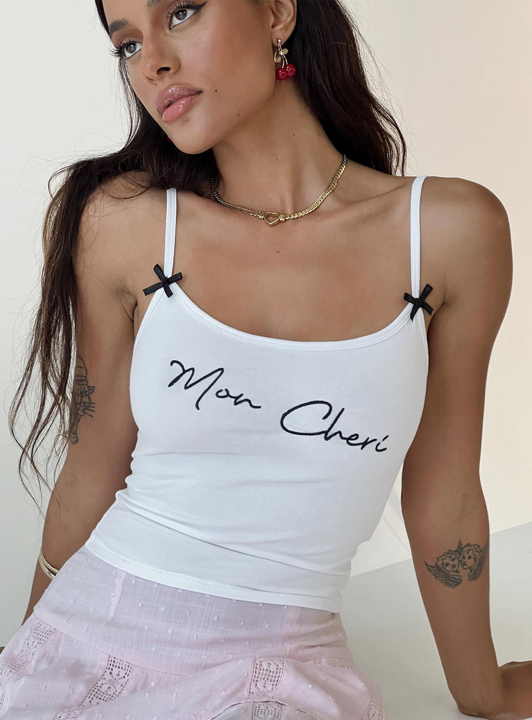 Graphic crop top Fixed shoulder straps, bow detail