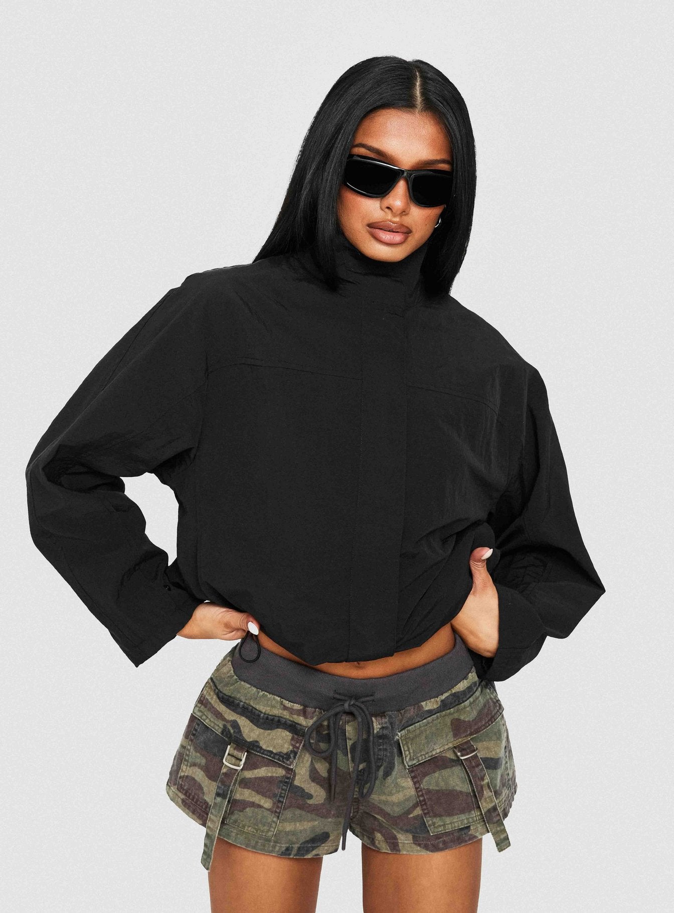 現行品 BORDERS at BALCONY JACKET NOIR 38 Shoreline Windbreaker Jacket Noir | Princess Polly