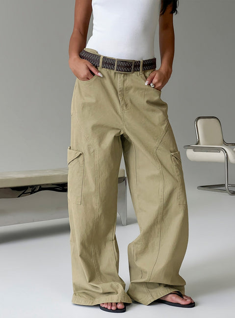 Sylene Pocket Detail Cargo Pants Khaki