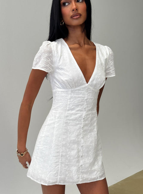Loveliness Playsuit White Anglaise