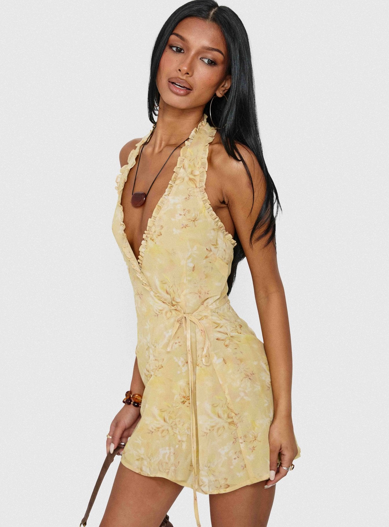 wrap yellow dress Taija Wrap Mini Dress | Yellow Floral | Womens