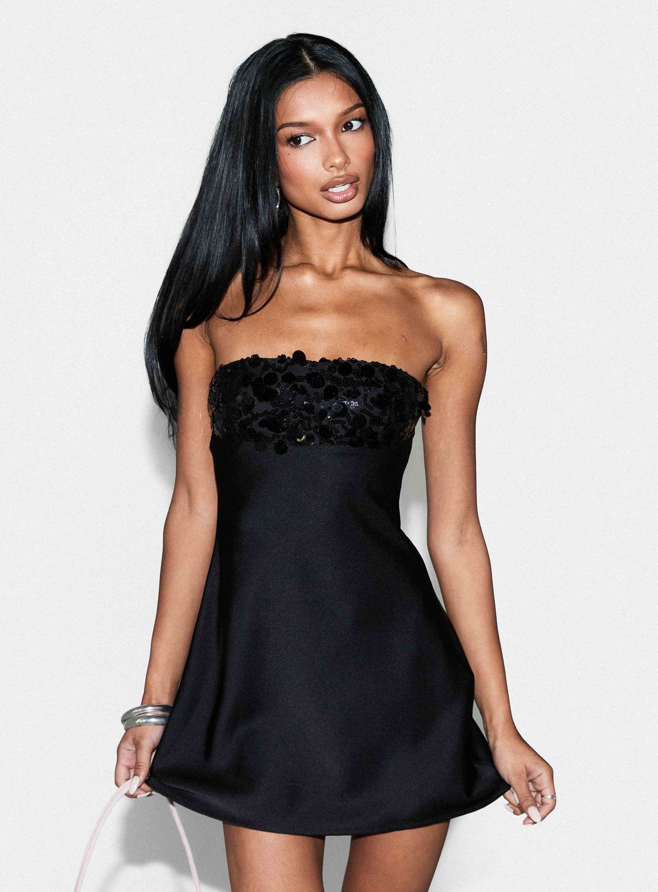 Kaylanie Strapless Sequin Mini Dress Black | Princess Polly Kaylanie Strapless Sequin Mini Dress Black | Princess Polly