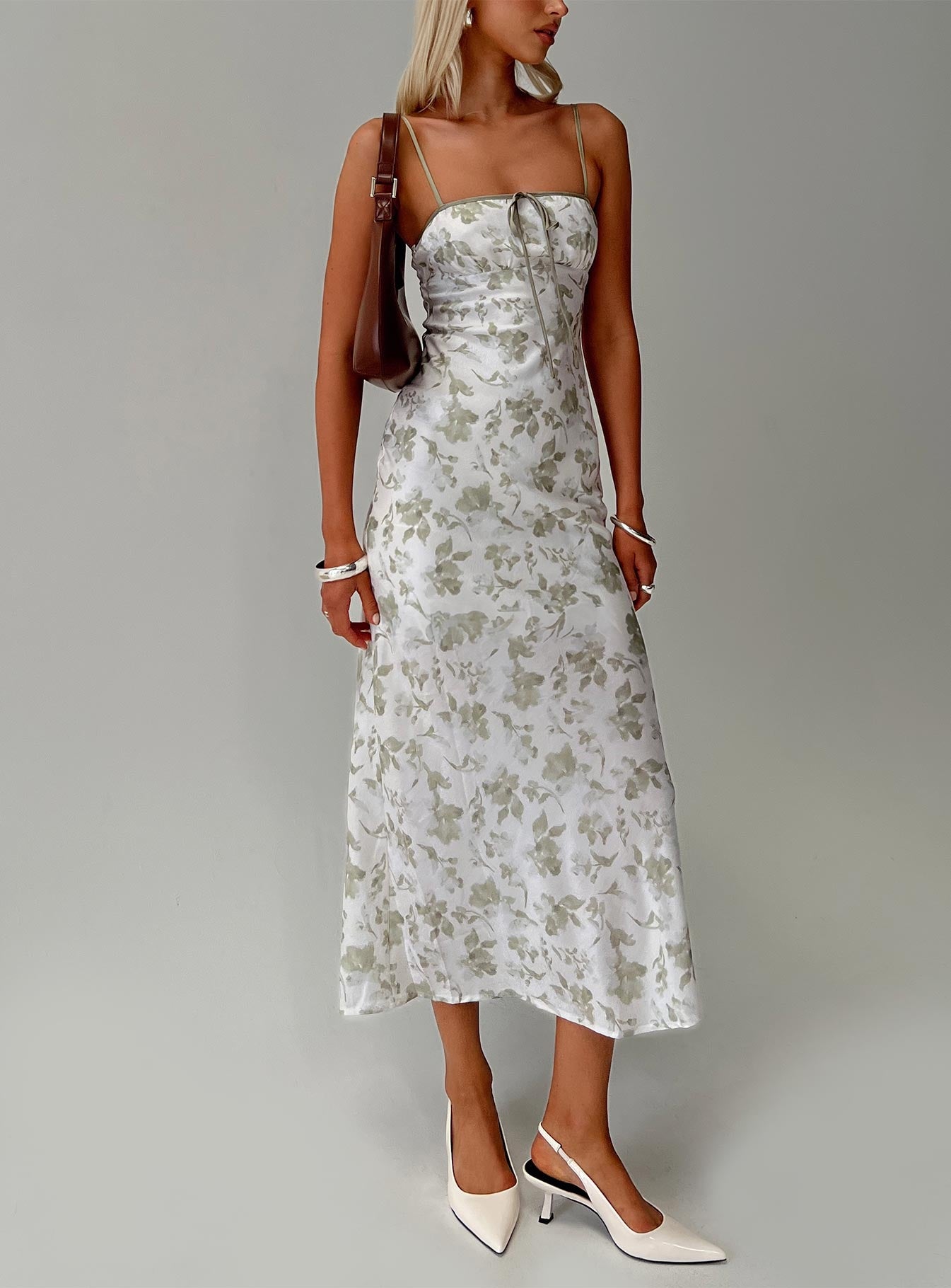 Vasiliki maxi dress white / green floral