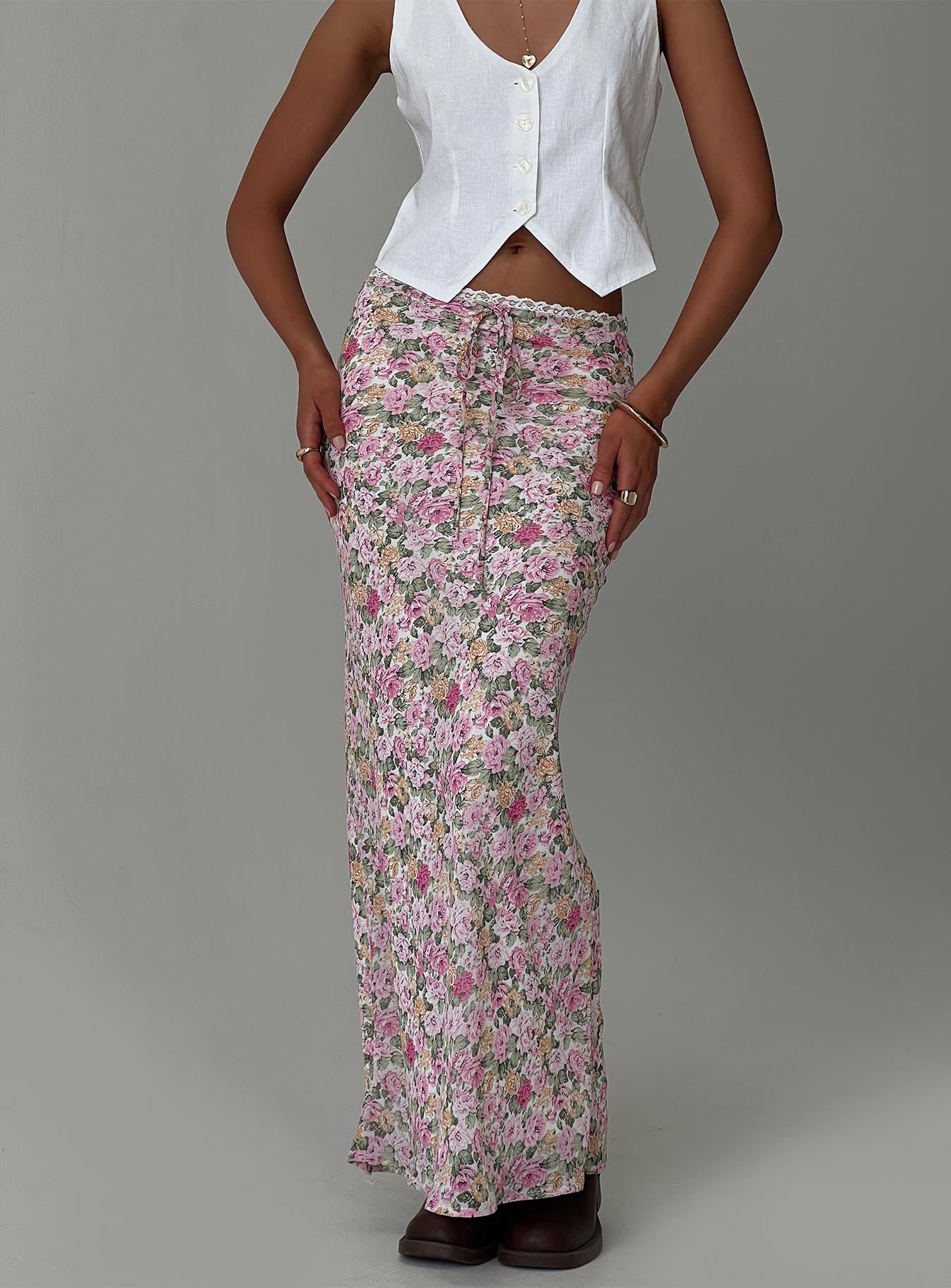 Emily maxi skirt pink floral