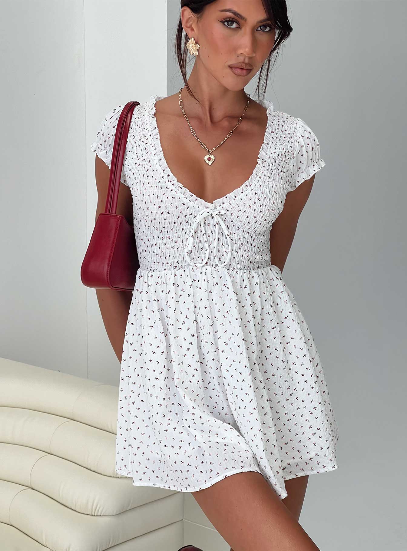 short playsuit dress Kissy Kissy Short Playsuit- Smocking Blossoming Bows