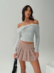 Coecoe Off The Shoulder Sweater Grey Princess Polly  Cropped 