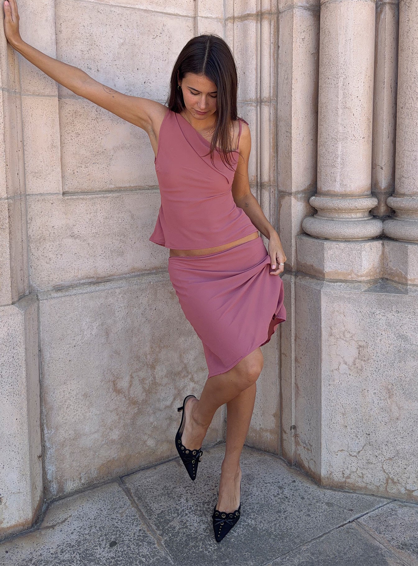 Vianna Sheer Midi Skirt Pink