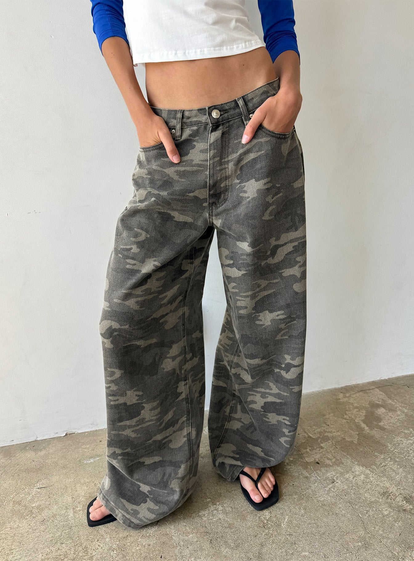 Naylor Mid Rise Baggy Jeans Camo | Princess Polly