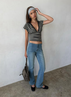 Flow Rider No Waist Low Rise Bootleg Jean Vintage Blue Wash