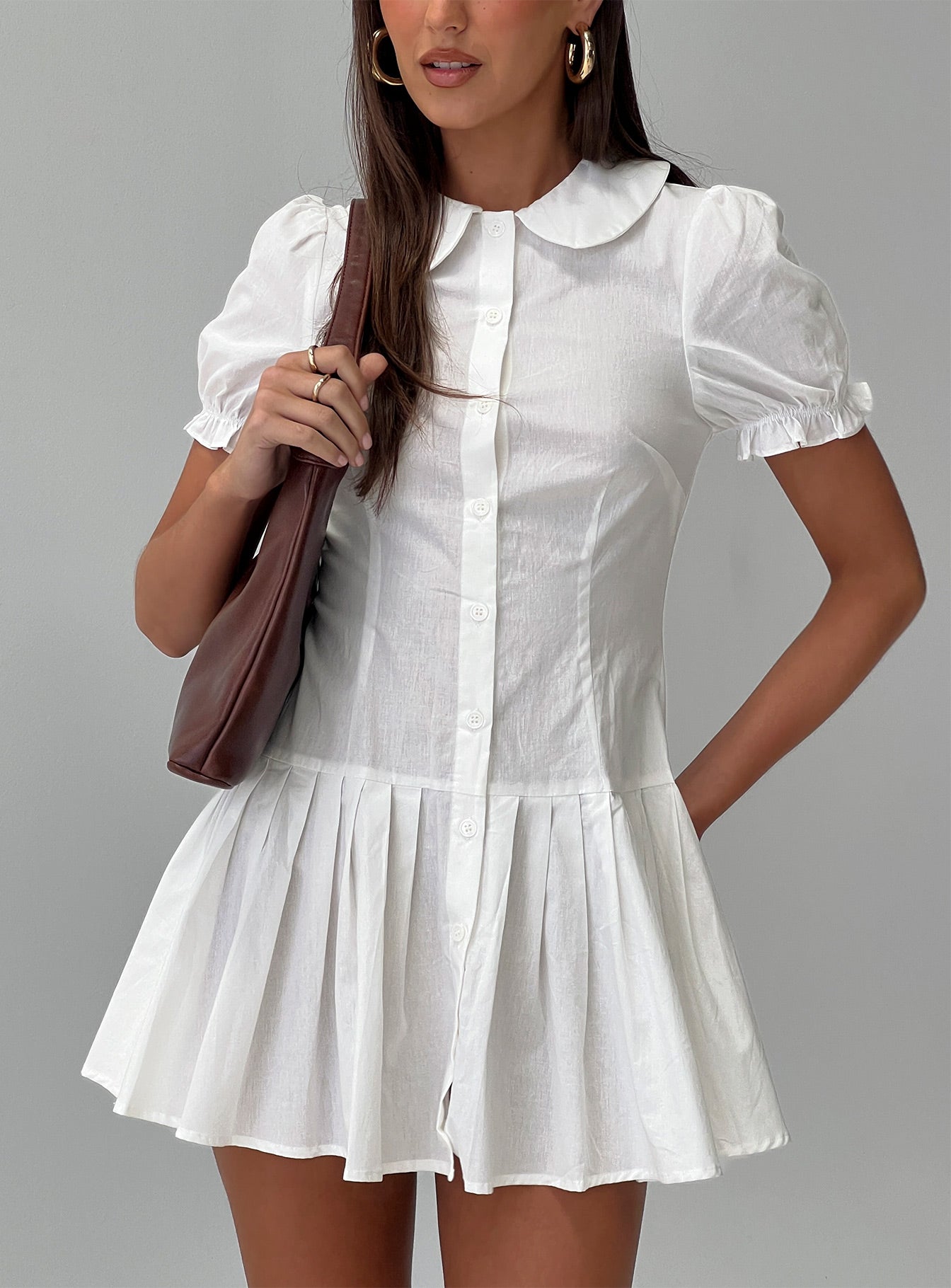 Lisette Pleat Mini Dress White | Princess Polly Lisette Pleat Mini Dress White | Princess Polly