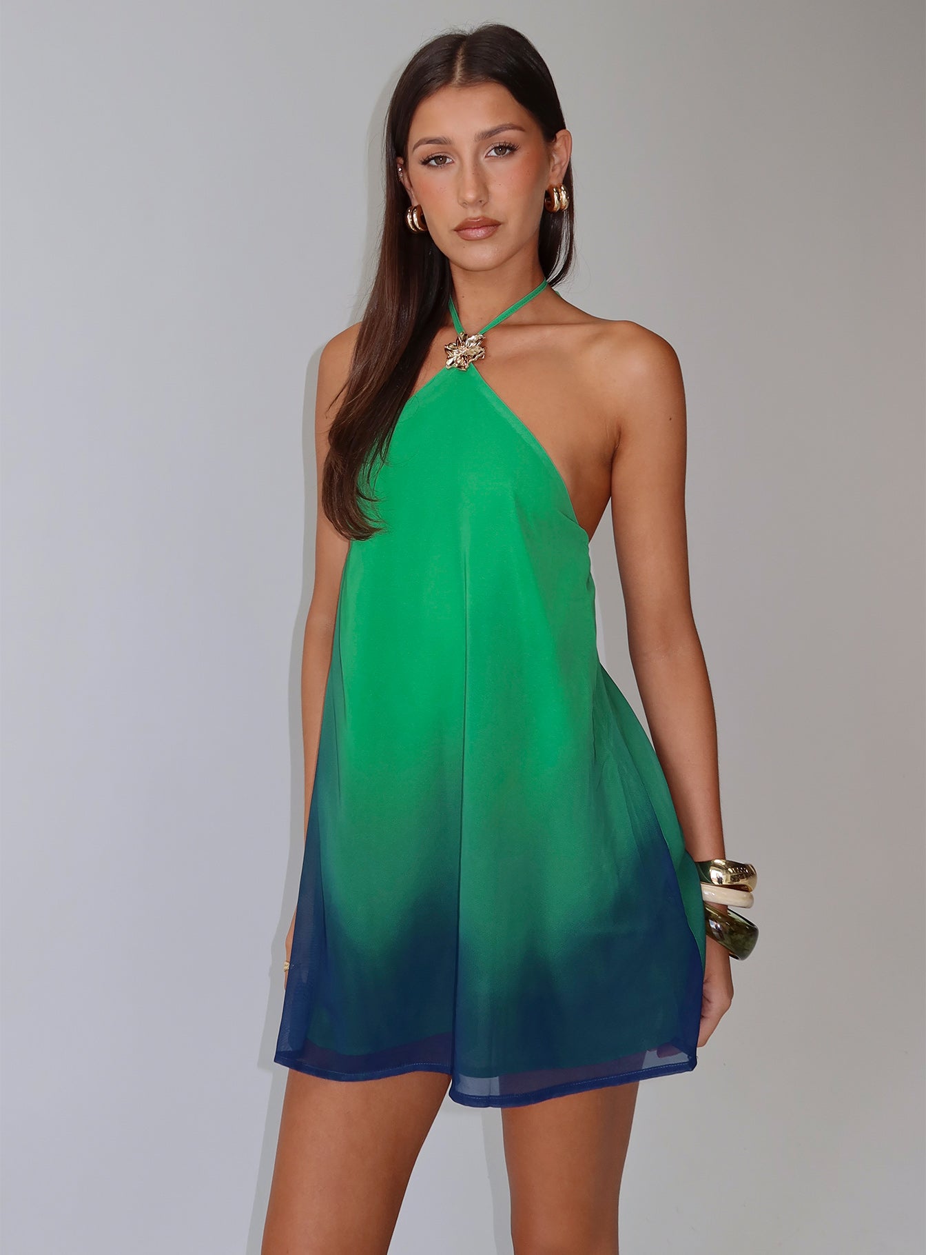 Nichole Halter Mini Dress Green | Princess Polly Nichole Halter Mini Dress Green | Princess Polly