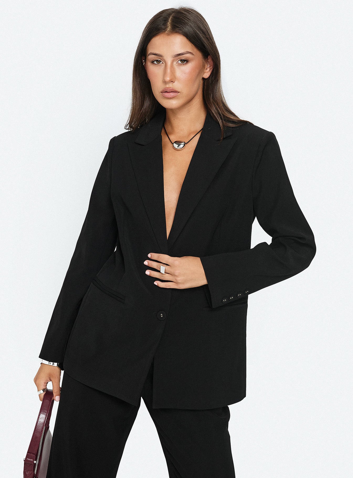 Crowd Pleaser Oversized Blazer Black | Princess Polly