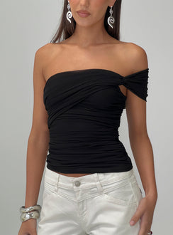 Keandra One Shoulder Top Black