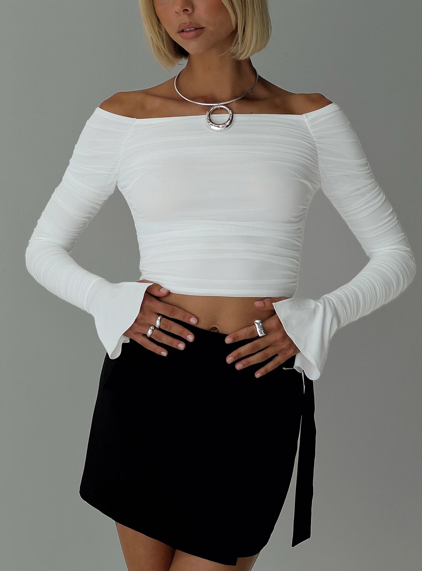 Moreno off the shoulder top white