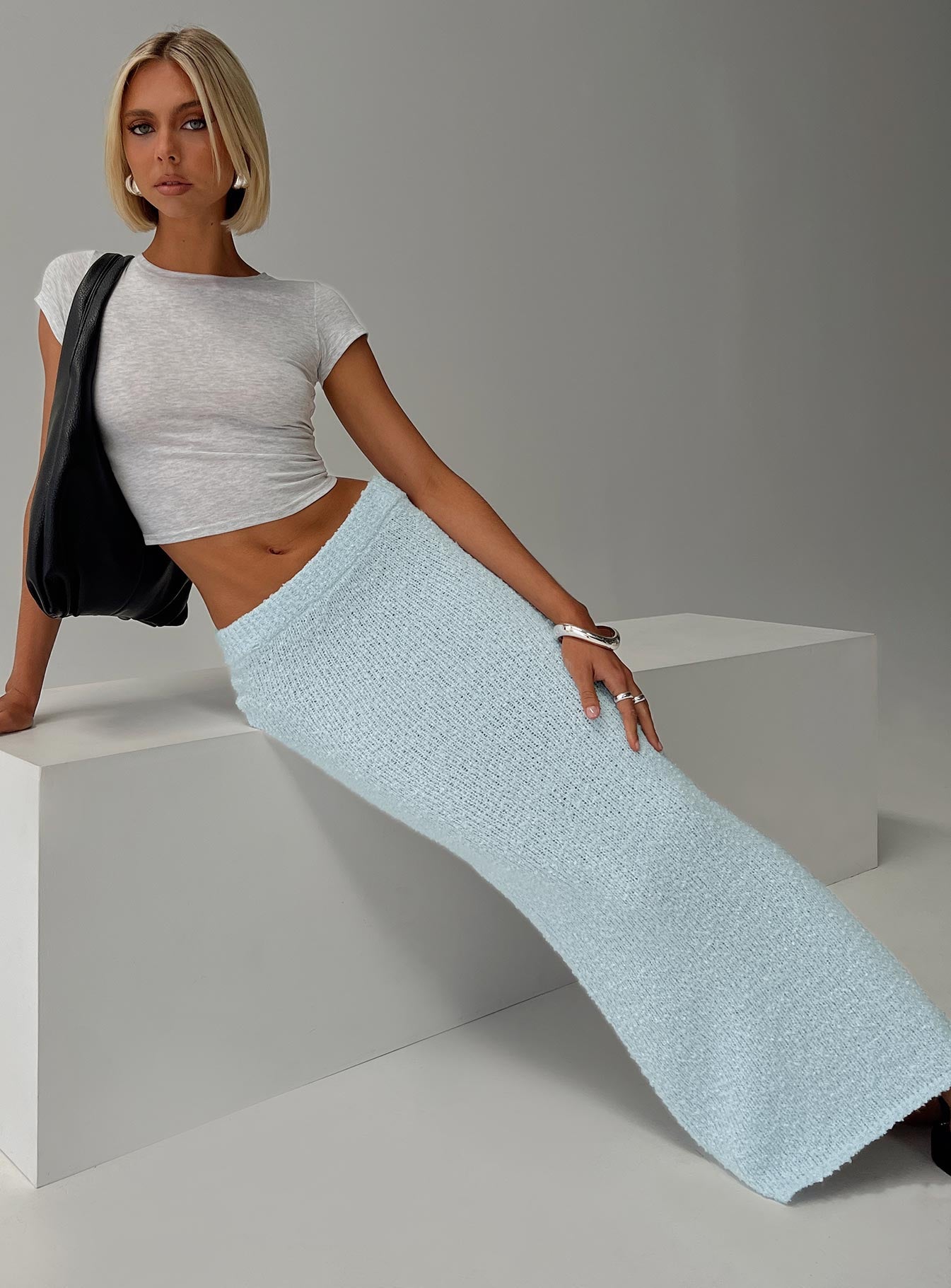 Ponce boucle maxi skirt light blue