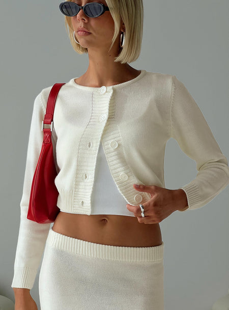 Cropped knit sweater Wide neckline, button fastening down front