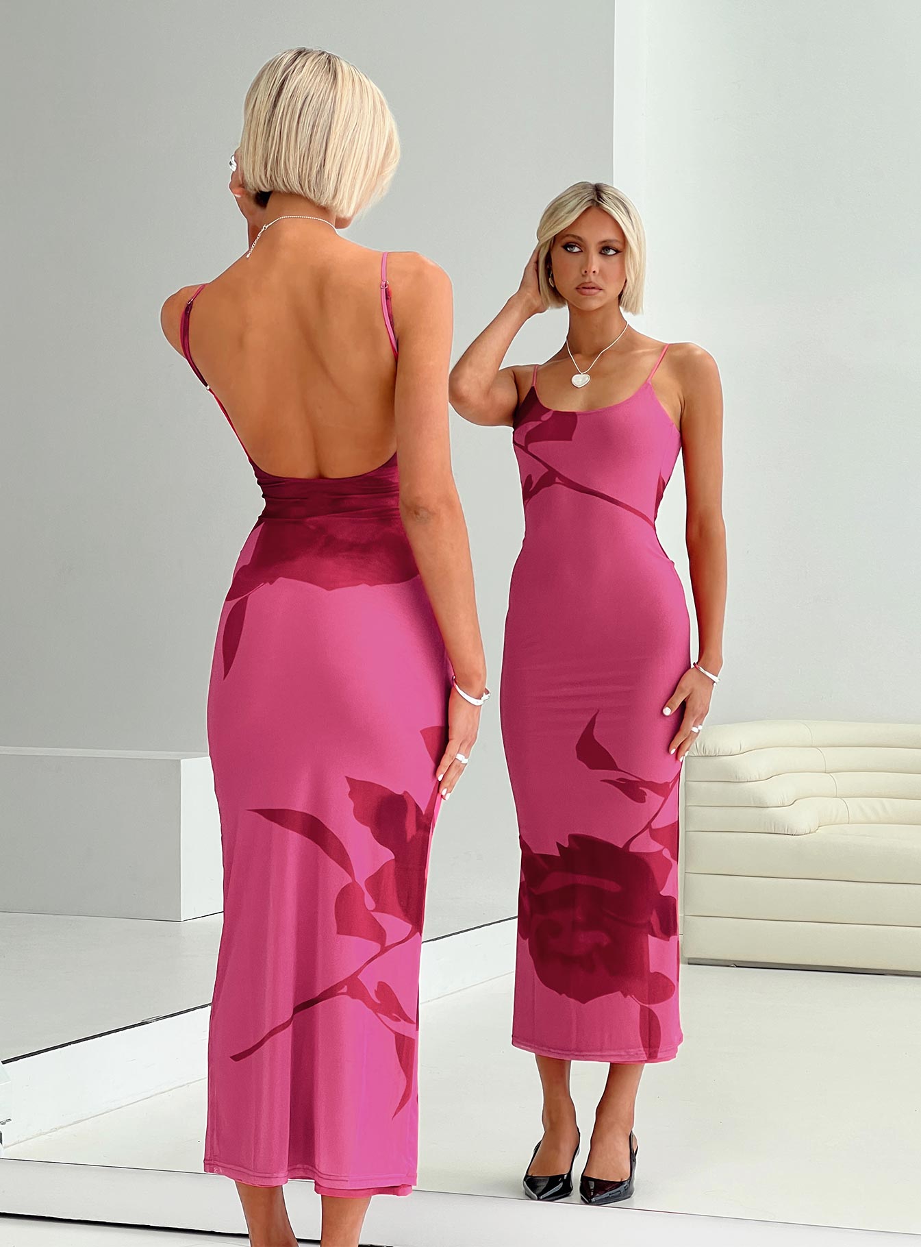 Knox Maxi Dress Hot Pink Floral