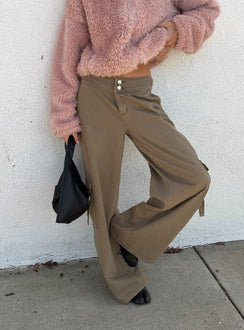 Kellenna Straight Leg Low Rise Cargo Pants Khaki