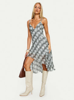 Murisa Asymmetrical Midi Dress Multi Check