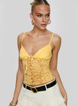 product Princess Polly Sleeveless Plunger  Manski Lace Top Yellow