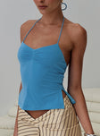 product Princess Polly Sleeveless Sweetheart  Rehna Halter Top Blue