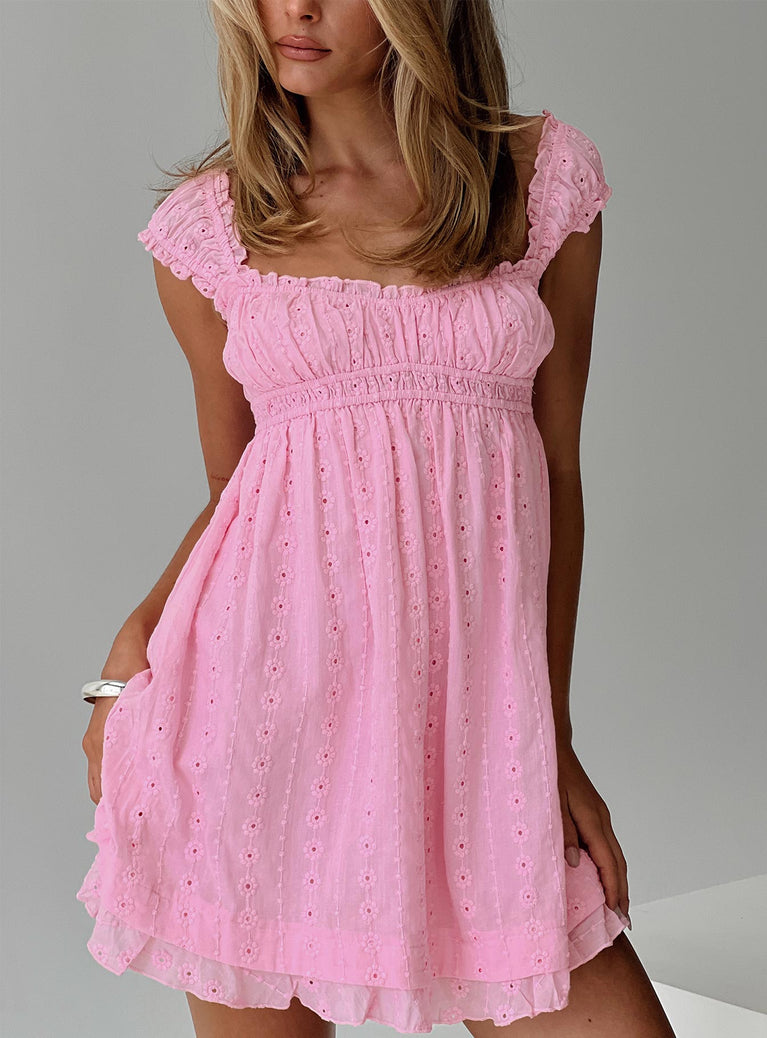 Princess Polly Square Neck  Carlita Mini Dress Pink
