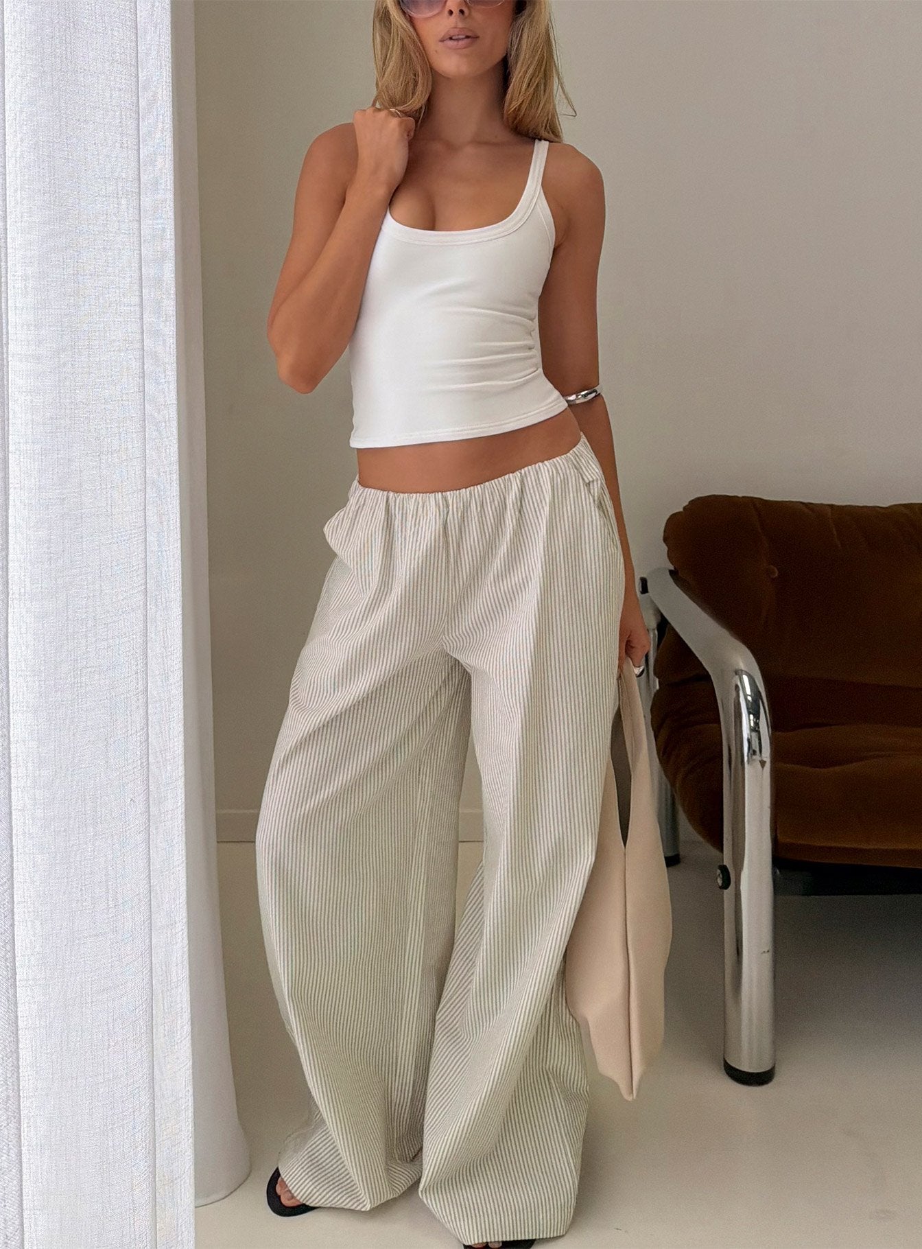 Lunea Concealed Waistband Pants Pinstripe