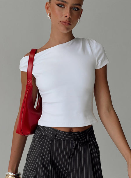 White One shoulder crop top Good stretch, double lined