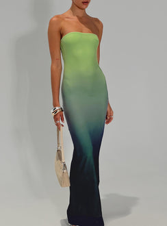 product Princess Polly Stolen Love Strapless Maxi Dress Blue / Green Ombre Tall Straight Neck 