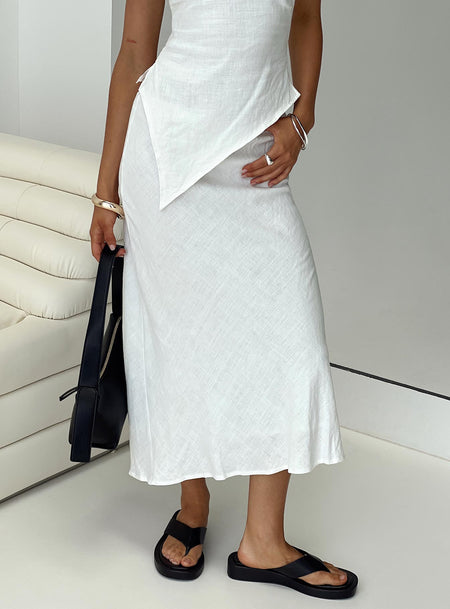 White Low rise midi skirt with elasticated waistband Non-stretch material, fully lined 
